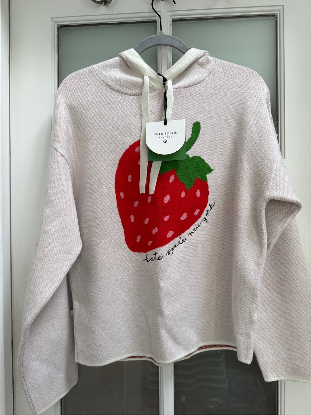 kate spade for Target Pink Hoodie Sweater with Red Strawberry Graphic